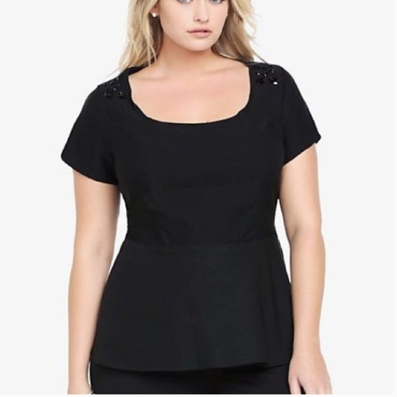 torrid Tops - New! Torrid Black Jeweled Peplum Top